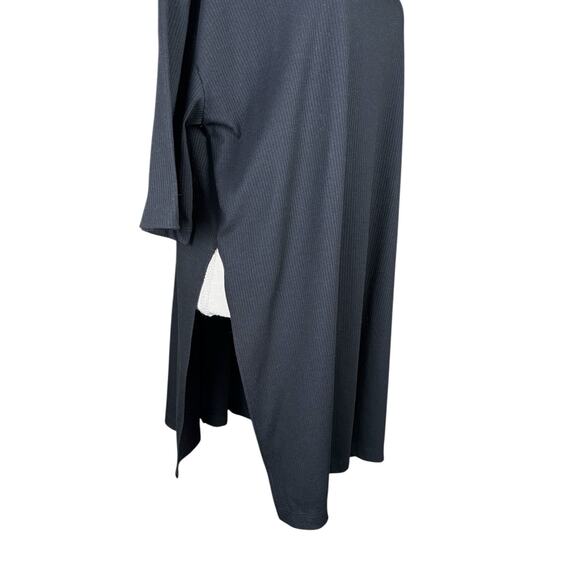 Dressed In LALA Ribbed Ozzy Midi T-shirt Dress Women's Large Black Lagenlook - Picture 4 of 7